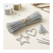 Glitter Creative Arts Stems Pipe Cleaners Silver 100 Pcs, Sparkle Chenille Stems