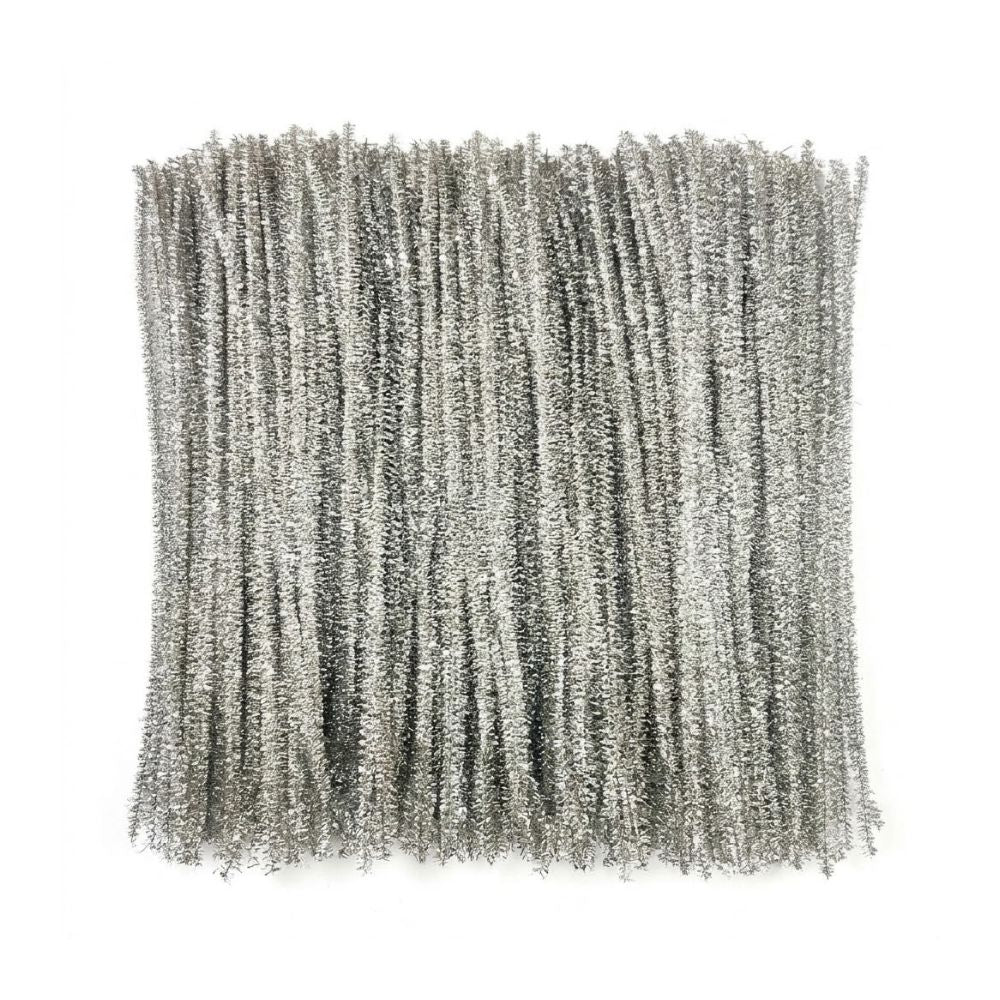 Glitter Creative Arts Stems Pipe Cleaners Silver 100 Pcs, Sparkle Chenille Stems