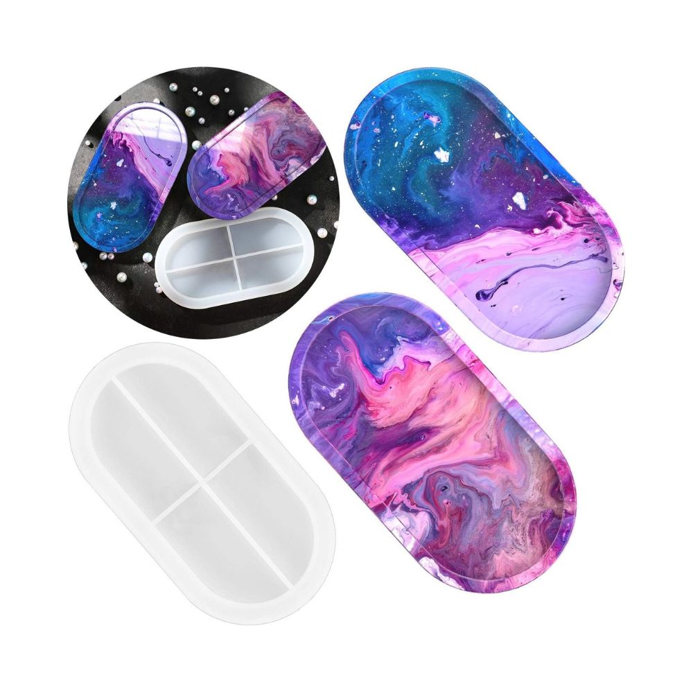 Resin Silicone Oval Capsule Tray Mould, 20.5 X 10.3 cm
