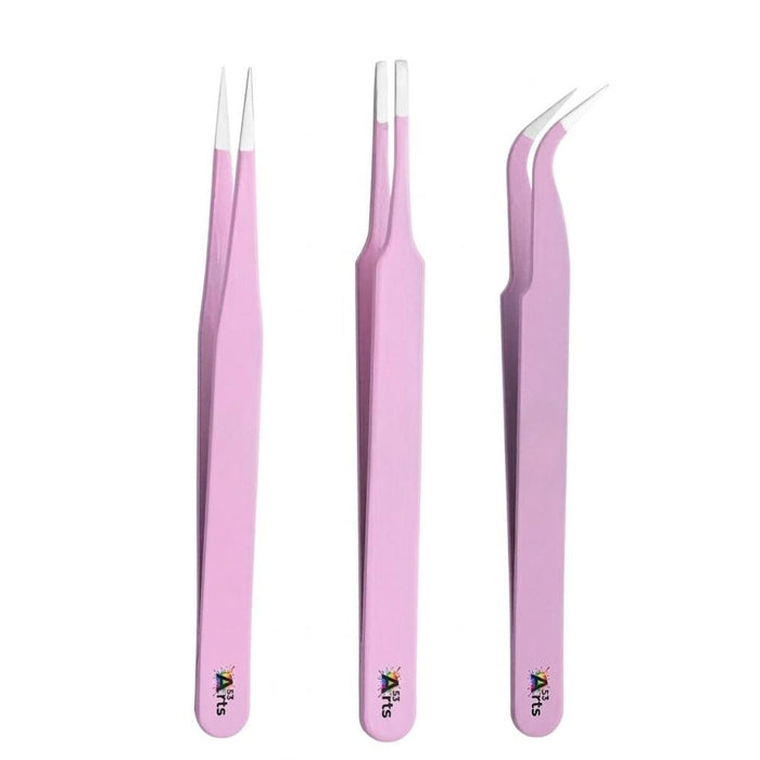 3pcs Tweezers Stainless Steel Straight and Curved
