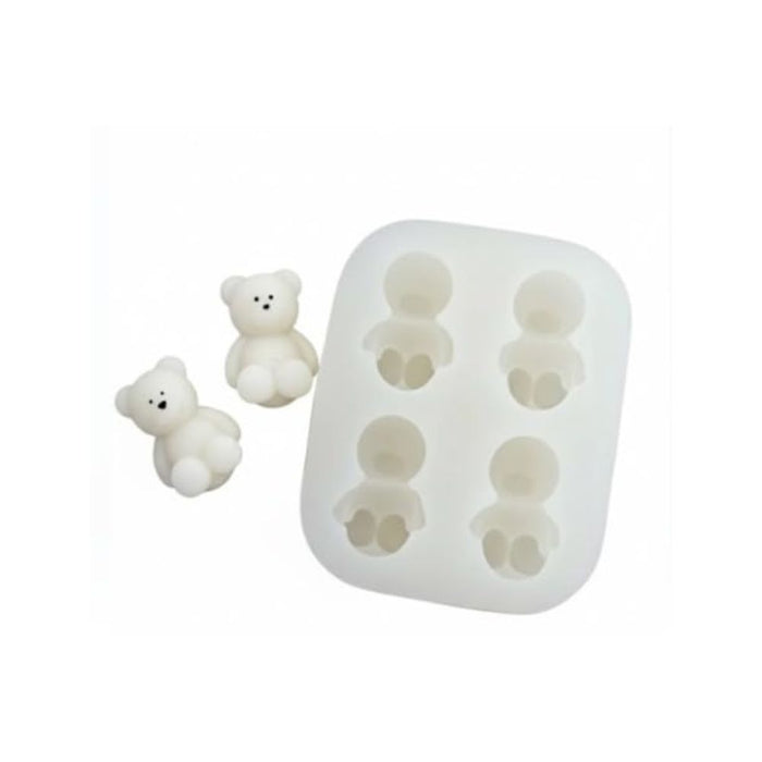 Mini Sitting Teddy Bear Silicone Mold 4-Cavity