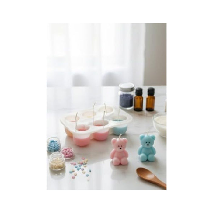 Mini Sitting Teddy Bear Silicone Mold 4-Cavity